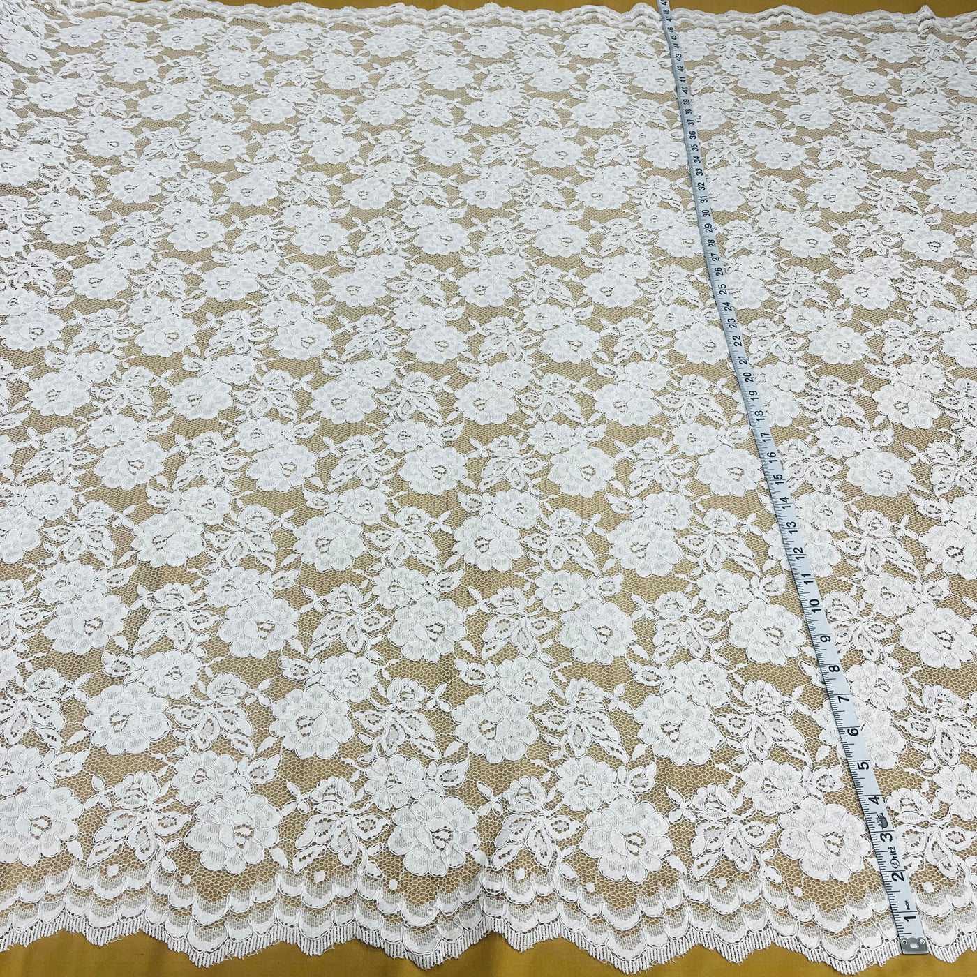 Corded Bridal Lace Fabric Embroidered on 100% Polyester Net Mesh | Lace USA