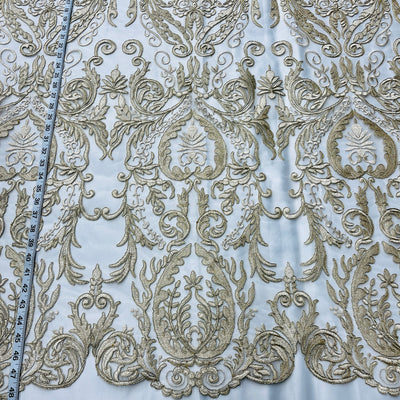 Corded Bridal Lace Fabric Embroidered on 100% Polyester Net Mesh | Lace USA