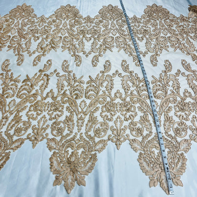 Corded Bridal Lace Fabric Embroidered on 100% Polyester Net Mesh | Lace USA