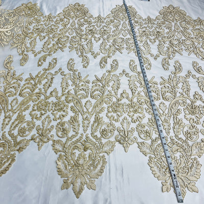 Corded Bridal Lace Fabric Embroidered on 100% Polyester Net Mesh | Lace USA