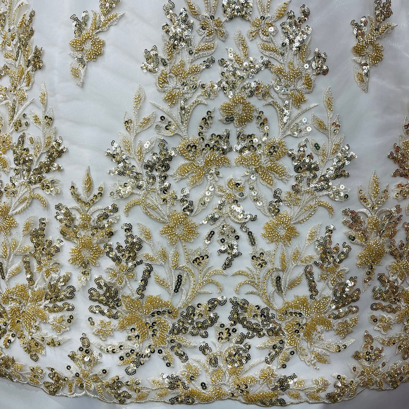 Beaded Lace Fabric Embroidered on 100% Polyester Net Mesh | Lace USA