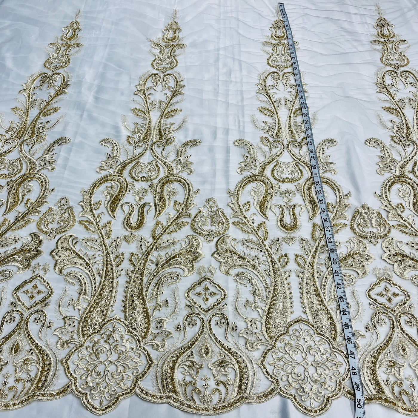 Beaded Lace Fabric Embroidered on 100% Polyester Net Mesh | Lace USA