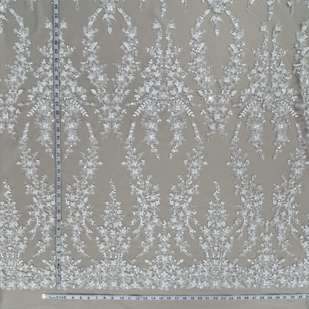 Beaded Lace Fabric Embroidered on 100% Polyester Net Mesh | Lace USA - GD-2549