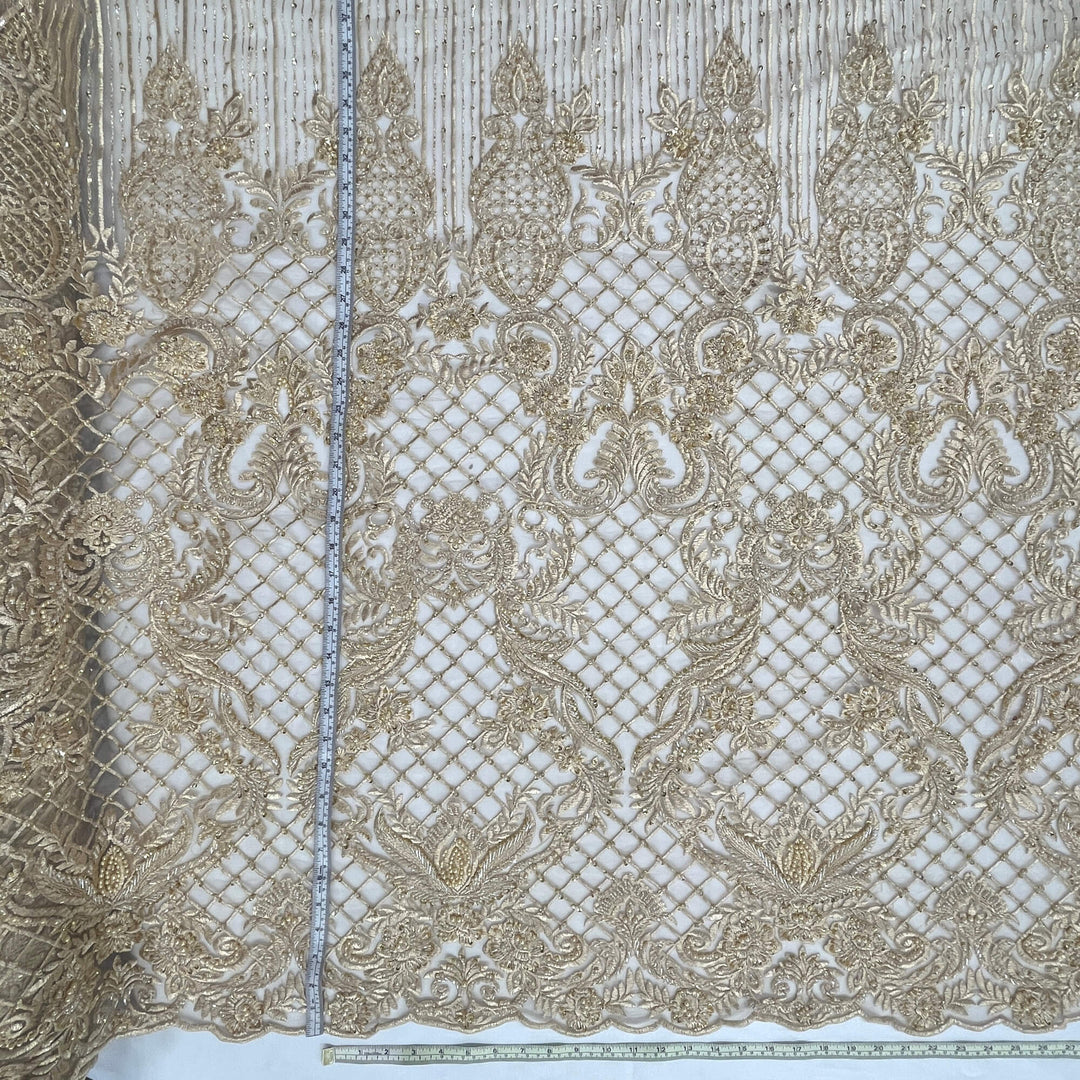 Beaded Lace Fabric Embroidered on 100% Polyester Net Mesh | Lace USA - GD-113