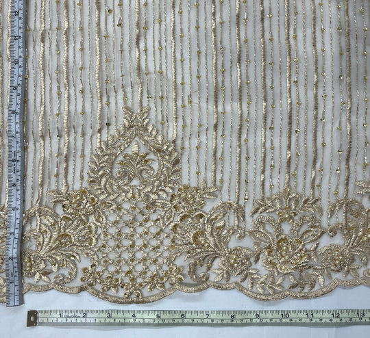 Beaded Lace Fabric Embroidered on 100% Polyester Net Mesh | Lace USA - GD-113