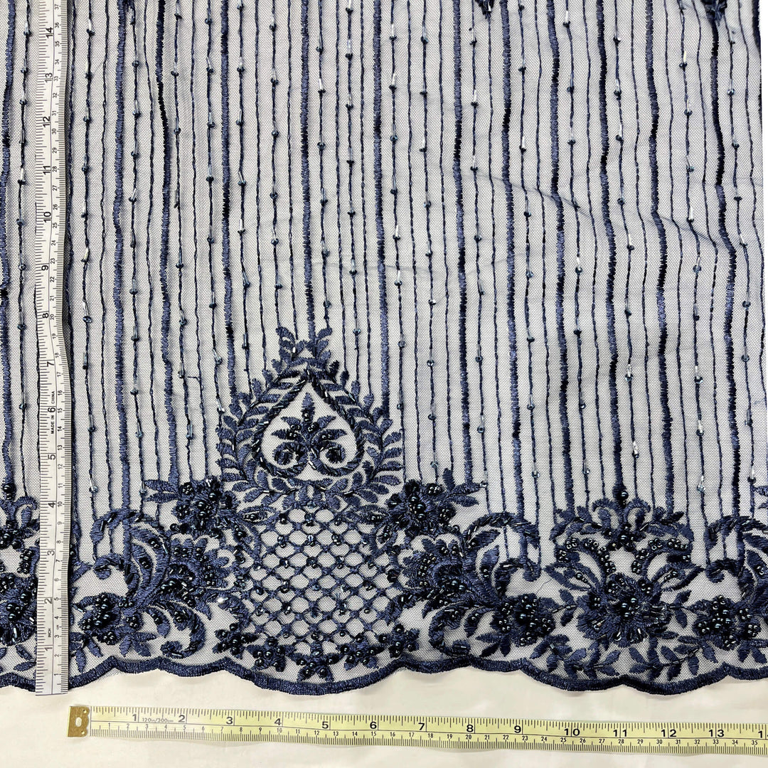 Beaded Lace Fabric Embroidered on 100% Polyester Net Mesh | Lace USA - GD-113