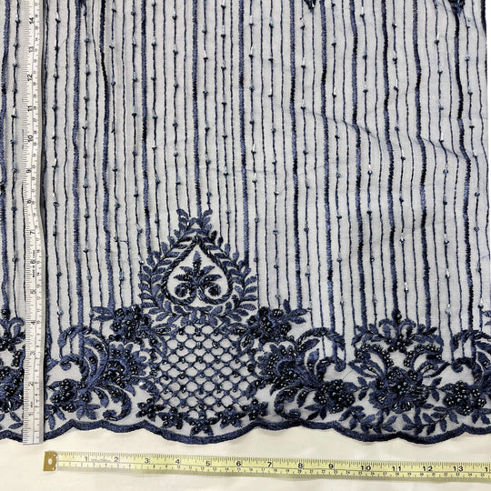 Beaded Lace Fabric Embroidered on 100% Polyester Net Mesh | Lace USA - GD-113