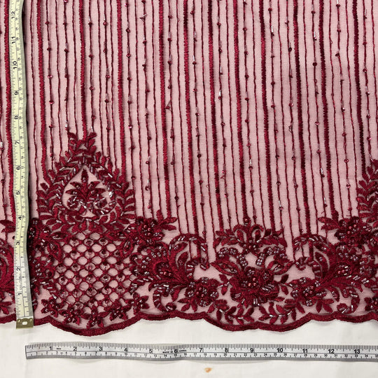 Beaded Lace Fabric Embroidered on 100% Polyester Net Mesh | Lace USA - GD-113