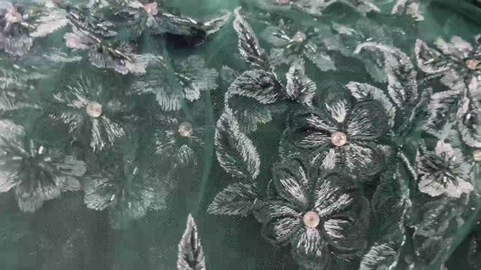 3D Beaded Floral Lace Fabric – Ideal for Quinceañera, Bridesmaids, Dance Costumes| Lace USA - GD-1613