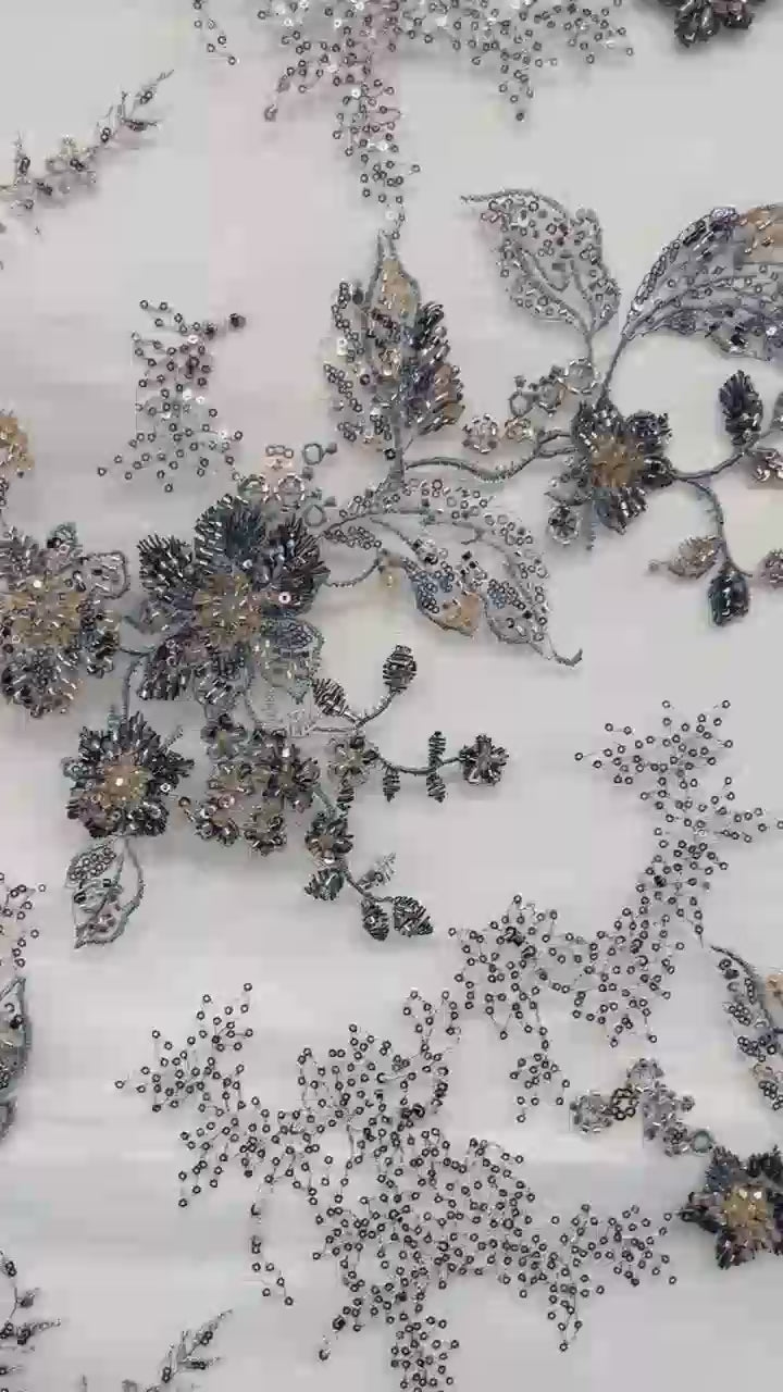 Closeup Video of Dusty Blue Lace beading