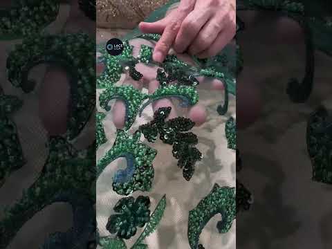 Beaded Lace Fabric Embroidered on 100% Polyester Net Mesh | Lace USA - GD-220905