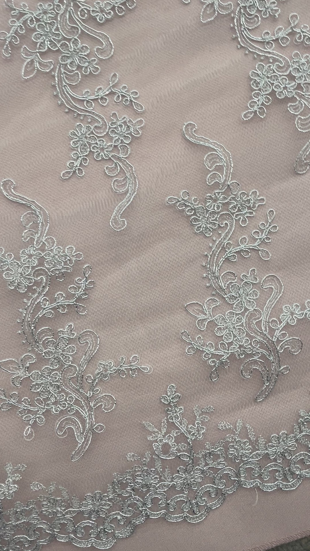 Corded Bridal Lace Fabric Embroidered on 100% Polyester Net Mesh | Lace USA