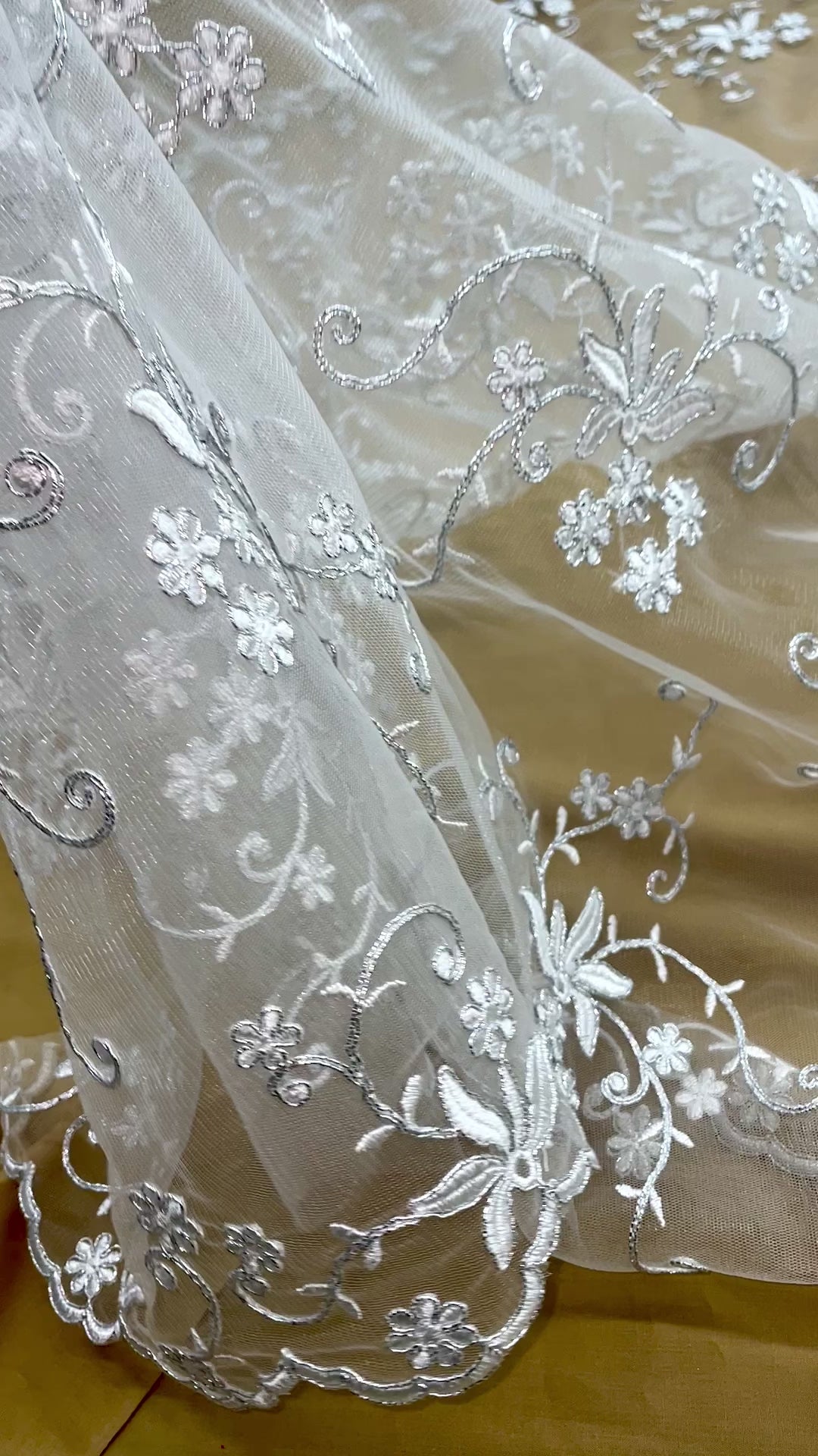 Corded Bridal Lace Fabric Embroidered on 100% Polyester Net Mesh | Lace USA