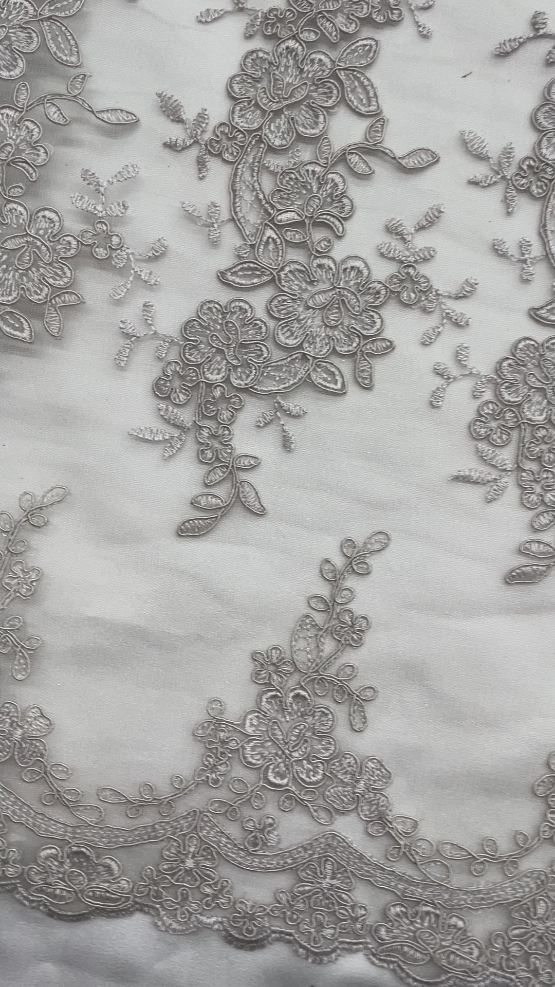 Corded Bridal Lace Fabric Embroidered on 100% Polyester Net Mesh | Lace USA