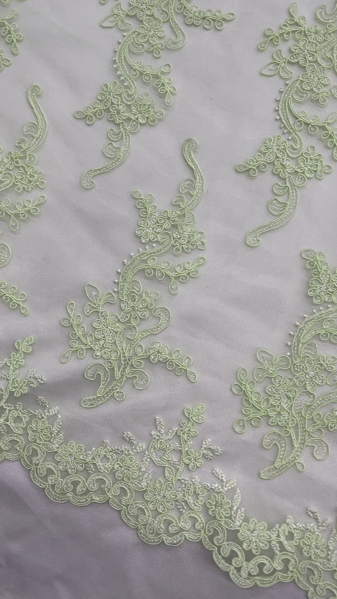 Corded Bridal Lace Fabric Embroidered on 100% Polyester Net Mesh | Lace USA