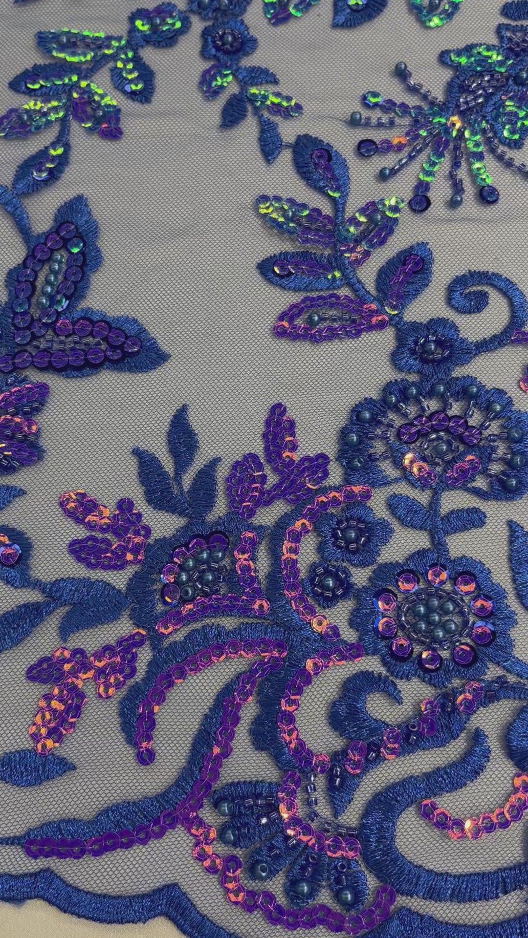 Beaded & Sequined Sparkling Lace Fabric Embroidered on 100% Polyester Net Mesh | Lace USA