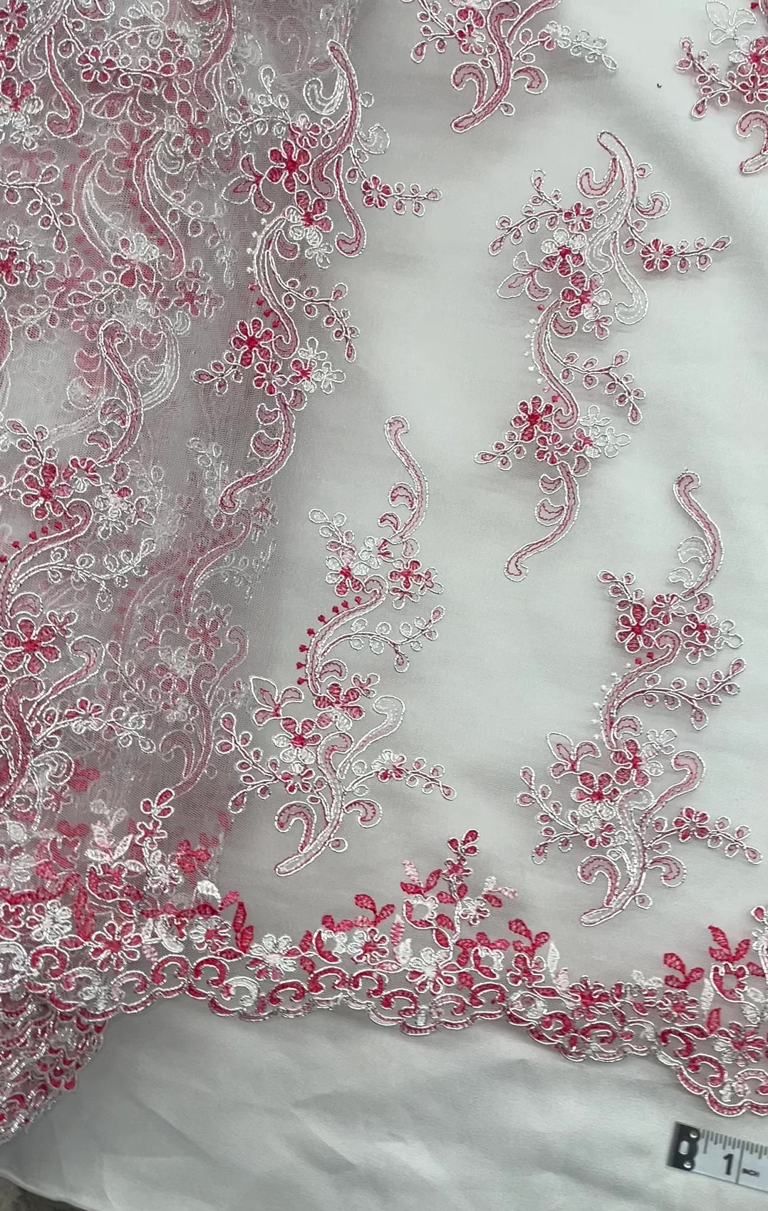 Corded Bridal Lace Fabric Embroidered on 100% Polyester Net Mesh | Lace USA