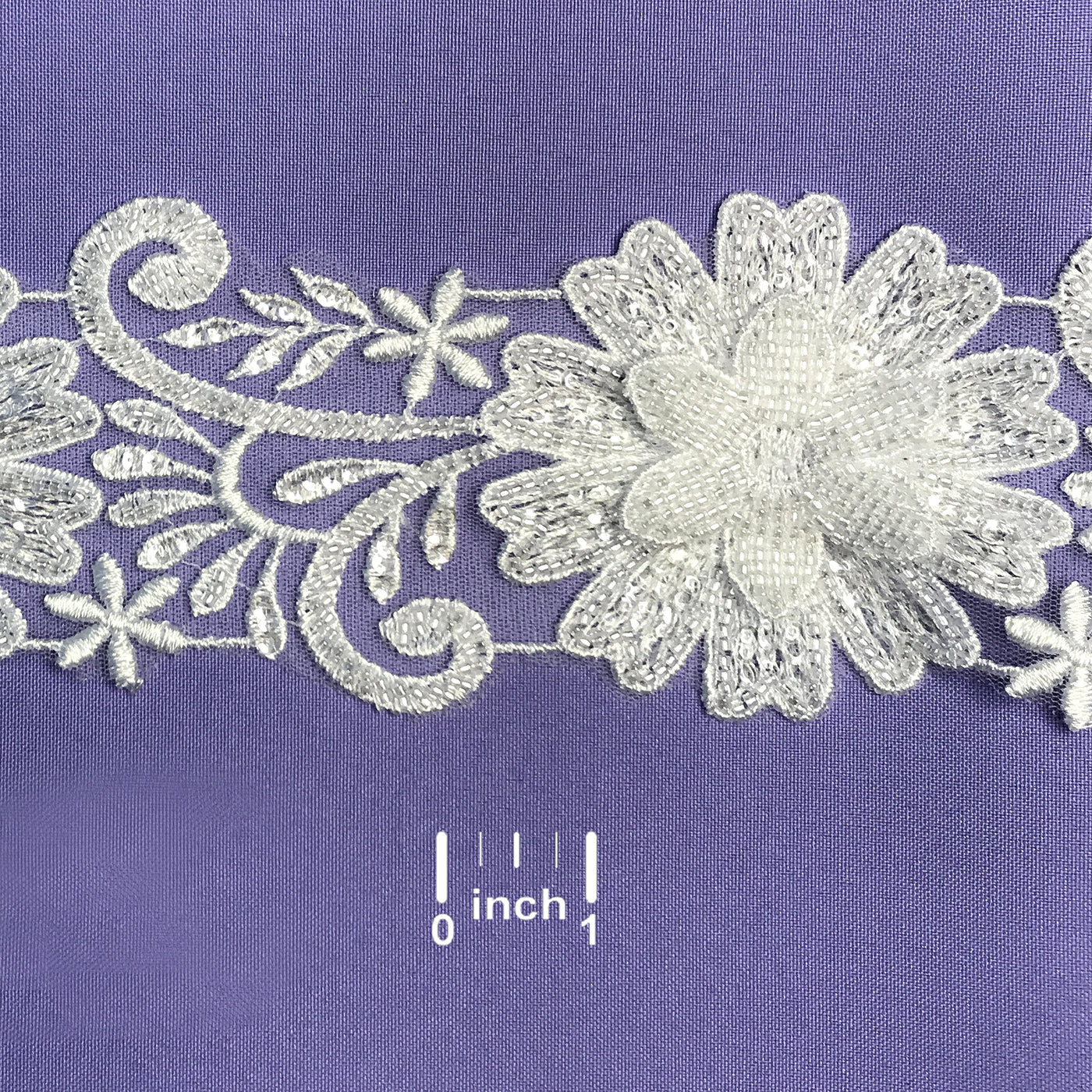 3D Floral Embroidered Trimming with Heavy Beading on Net Lace White Lace Usa