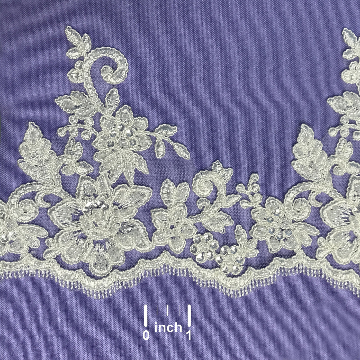 Embroidered, Corded & Beaded Floral trim on Net.  Sold by the yard  Lace Usa