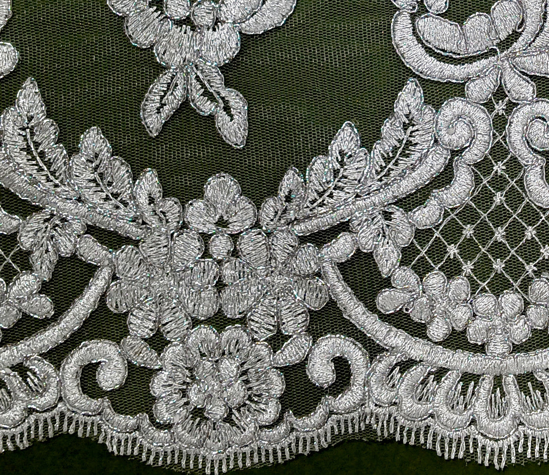 Corded Double Sided Lace Trimming Embroidered on 100% Polyester Net Mesh | Lace USA