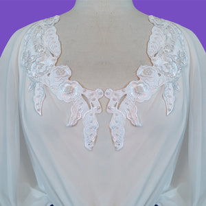 Beaded Lace Applique Embroidered on 100% Polyester Satin | Lace USA