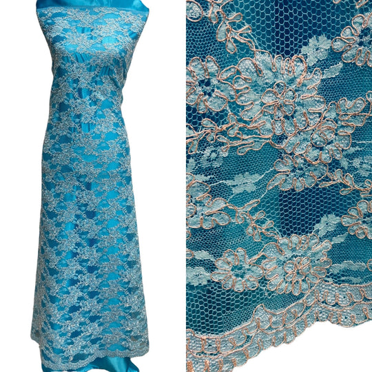 Corded Bridal Lace Fabric Embroidered on 100% Polyester Net Mesh | Lace USA  95994W