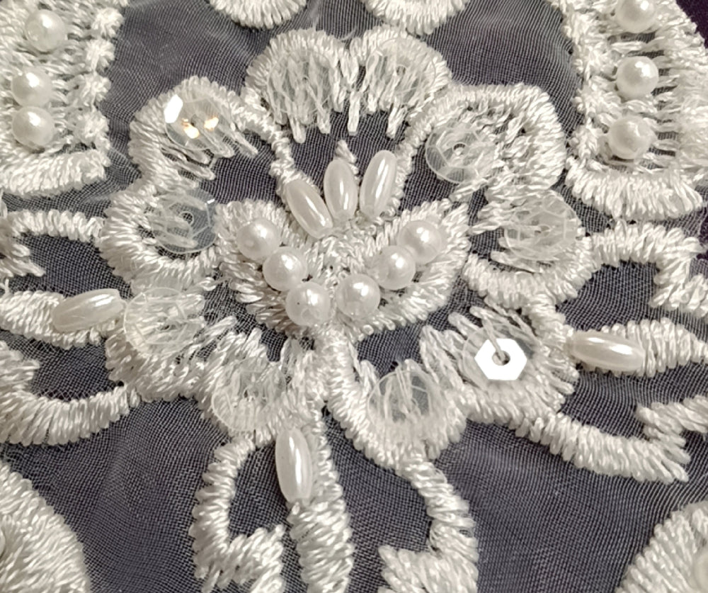 Closeup picture of Beads and sequin flower design_Lace_USA_-_KZ-05