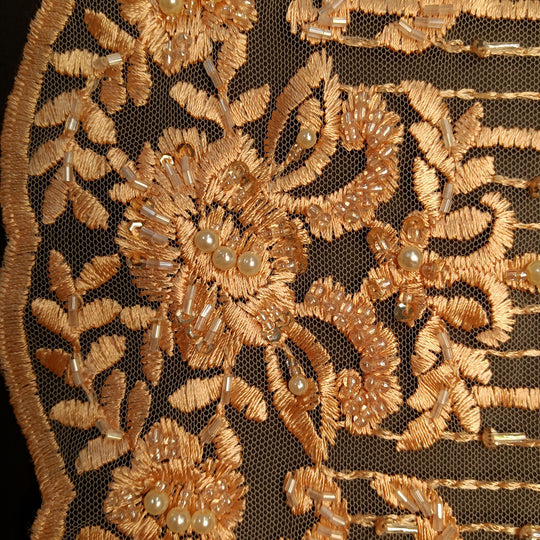 Embroidered & Beautifully Beaded Net Fabric with Beads. Lace Usa