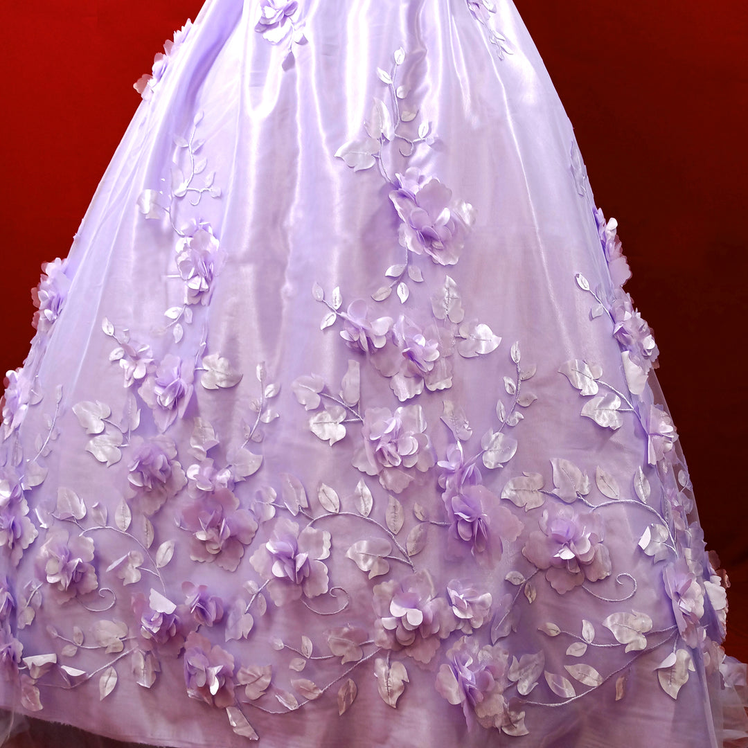 Delicate 3D Flowers Scattered on Embroidered Lilac Soft Tulle Net Fabric. Perfect Wedding Lace for Bridal Dresses or Quinceanera Dresses 54" Wide. Sold by the Yard. Lace Usa