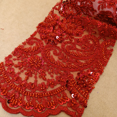 Embroidered & Beaded Net Mesh Fabric with Beads. Lace USA