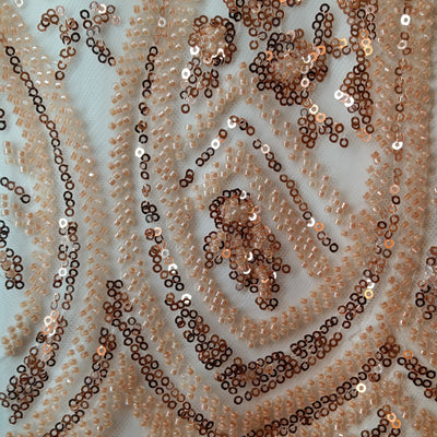 Embroidered & Beaded Net Mesh Fabric with Beads. Lace USA