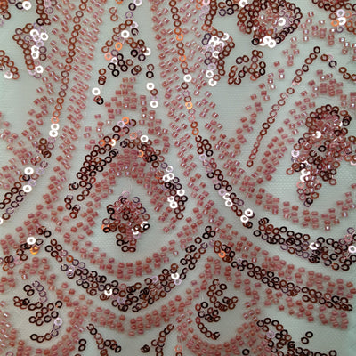 Embroidered & Beaded Net Mesh Fabric with Beads. Lace USA