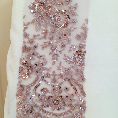 Embroidered & Beaded Net Mesh Fabric with Beads. Lace USA