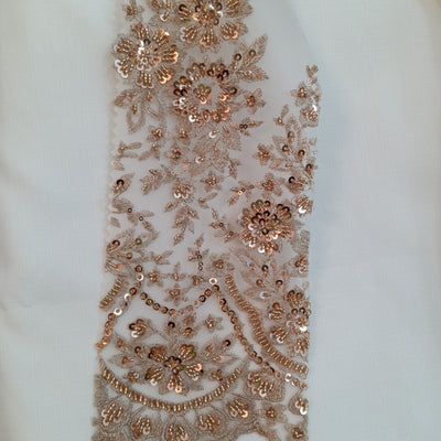 Embroidered & Beaded Net Mesh Fabric with Beads. Lace USA