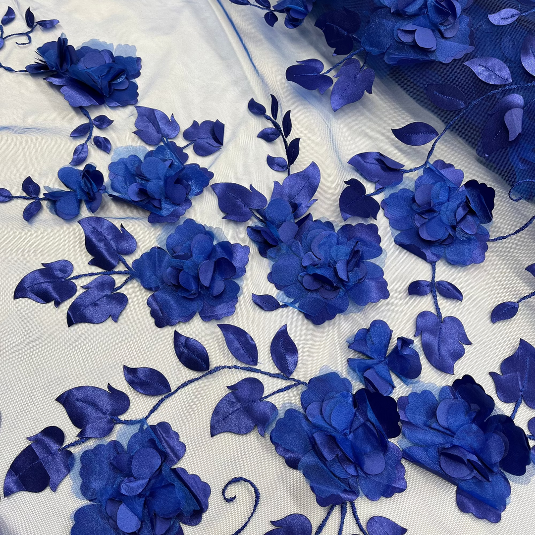 3D Floral Lace Fabric Embroidered on 100% Polyester Soft Tulle Net Mesh | Lace USA GD-010