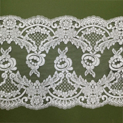 Corded Double Sided Lace Trimming Embroidered on 100% Polyester Net Mesh | Lace USA