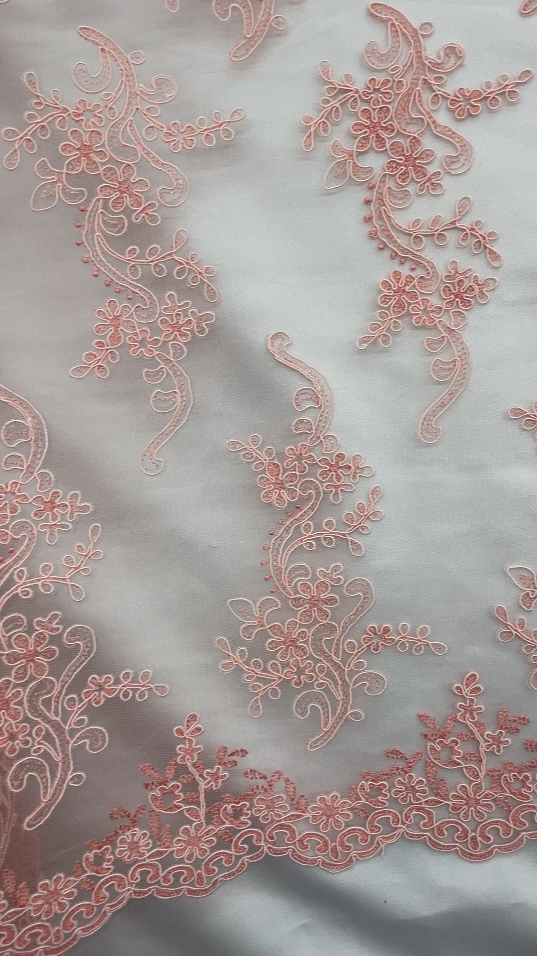 Corded Bridal Lace Fabric Embroidered on 100% Polyester Net Mesh | Lace USA