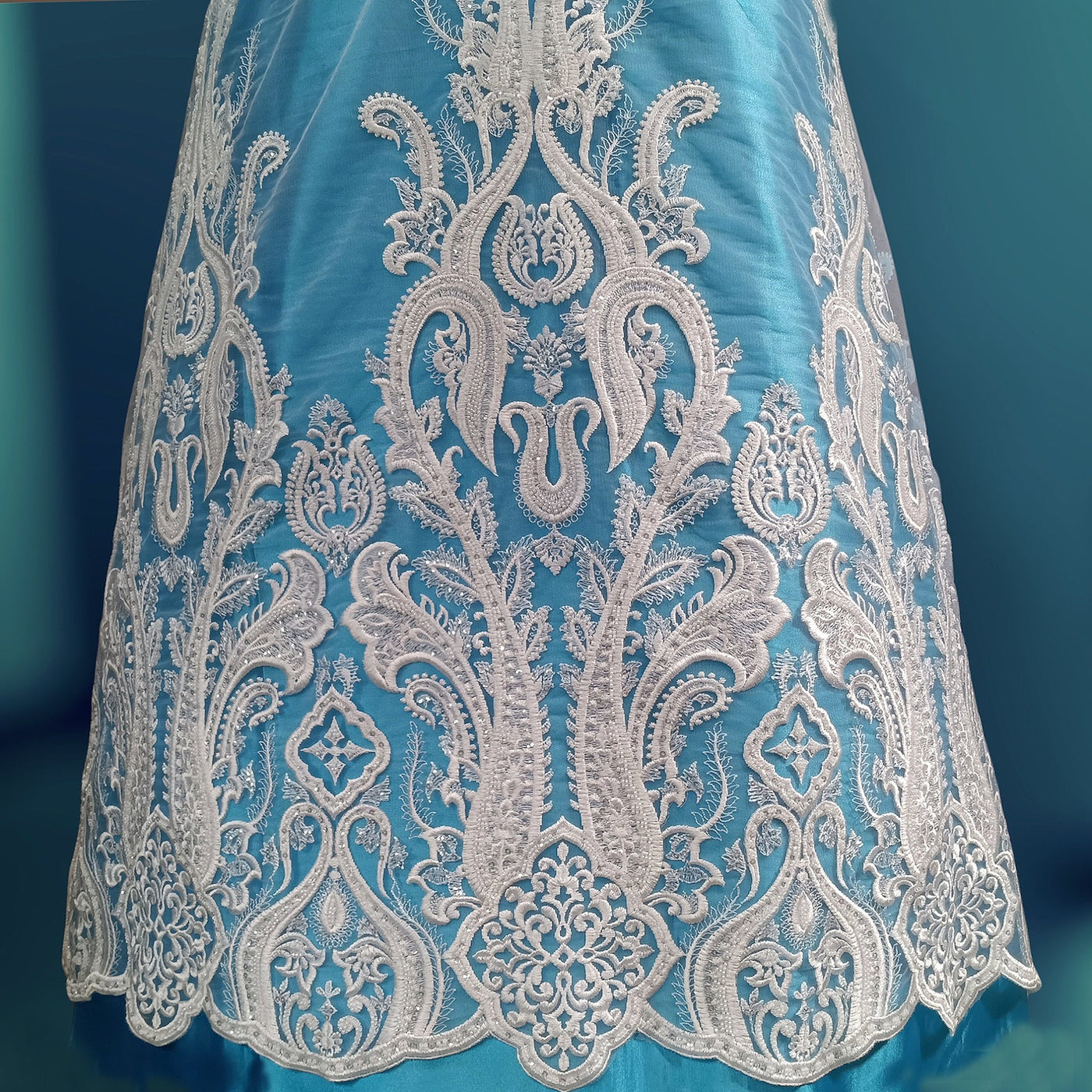 Beaded Lace Fabric Embroidered on 100% Polyester Net Mesh | Lace USA