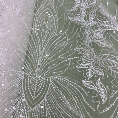 Beaded Lace Fabric Embroidered on 100% Polyester Net Mesh | Lace USA - GD-2918