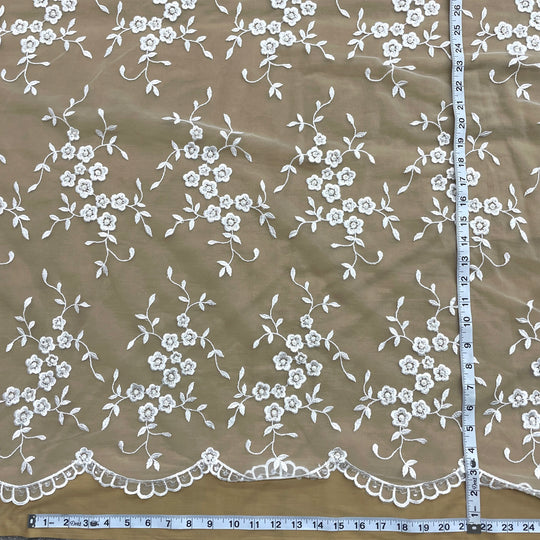 Beaded Lace Fabric Embroidered on 100% Polyester Net Mesh | Lace USA