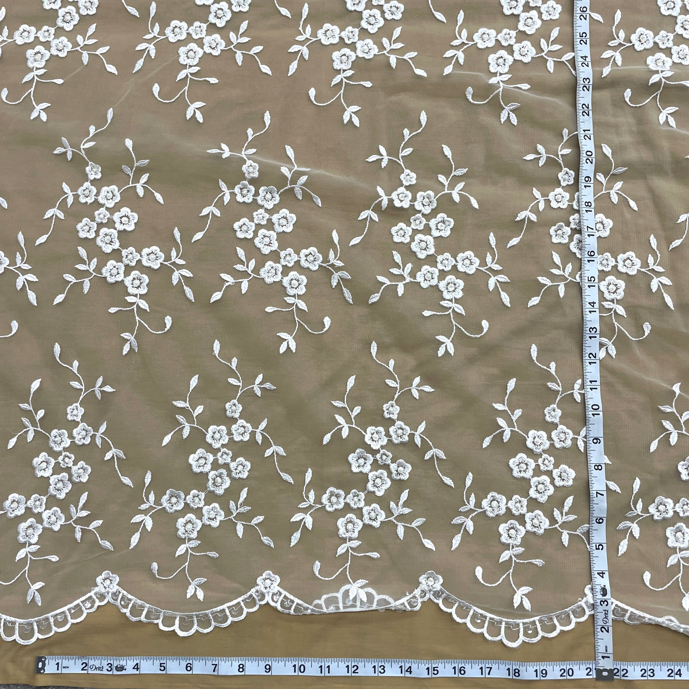 Beaded Lace Fabric Embroidered on 100% Polyester Net Mesh | Lace USA