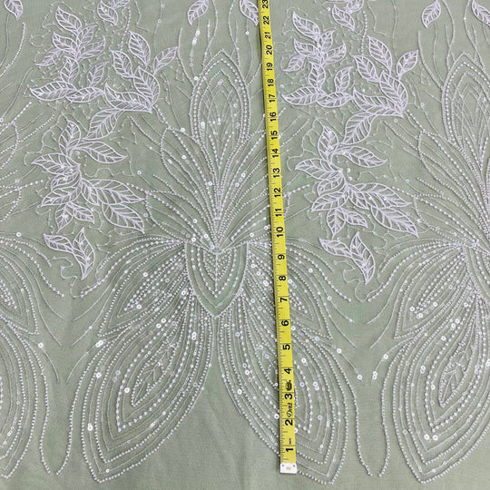 Beaded Lace Fabric Embroidered on 100% Polyester Net Mesh | Lace USA - GD-2918