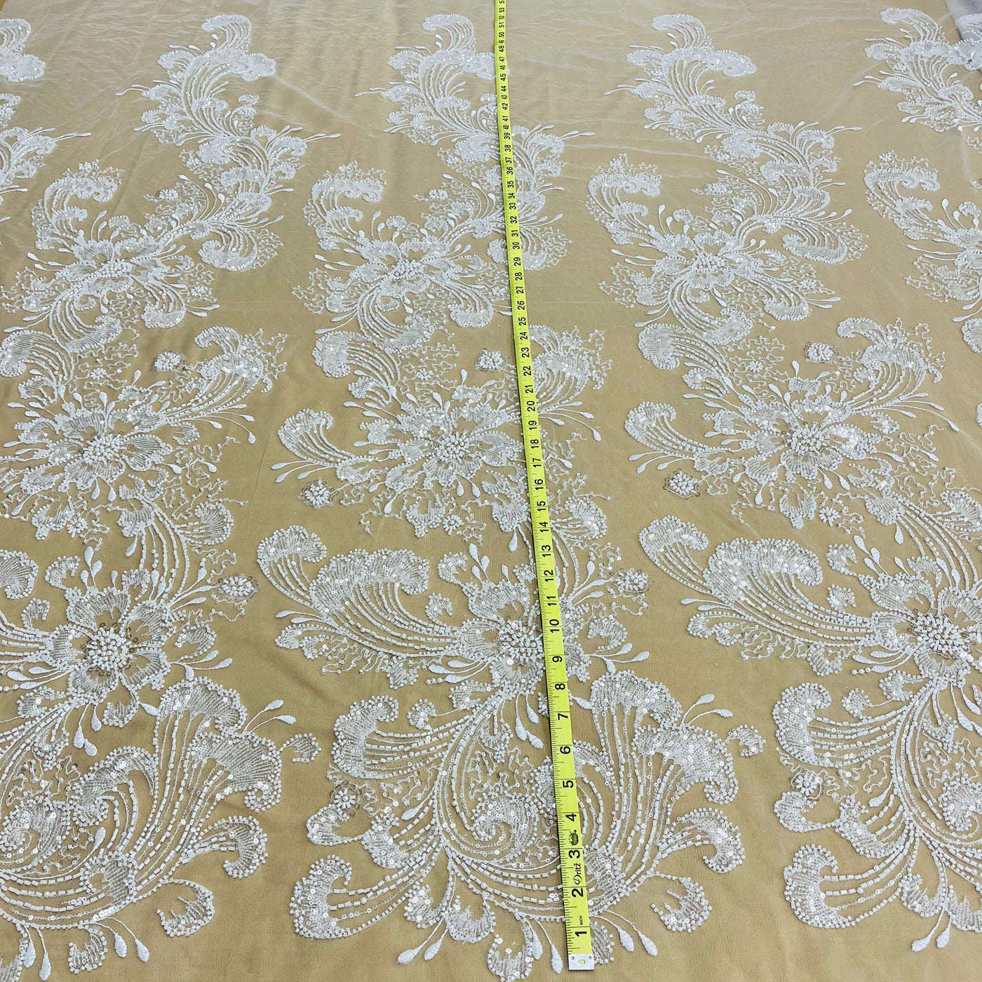 Beaded Lace Fabric Embroidered on 100% Polyester Net Mesh | Lace USA