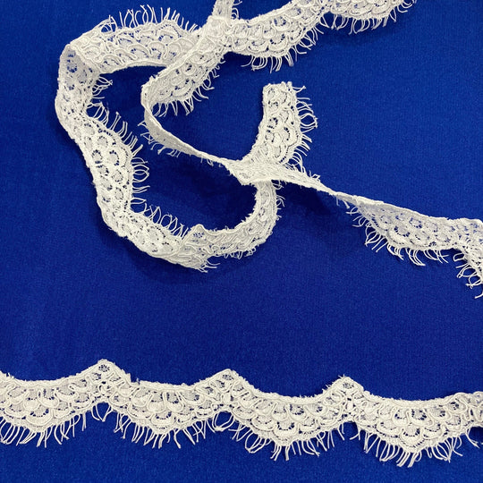 Corded Eyelash Lace Trimming Embroidered on 100% Polyester Net Mesh. Lace USA