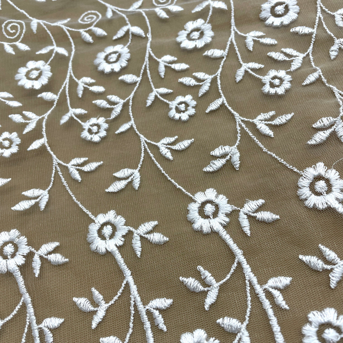 Lace Fabric Embroidered on 100% Polyester Net Mesh | Lace USA