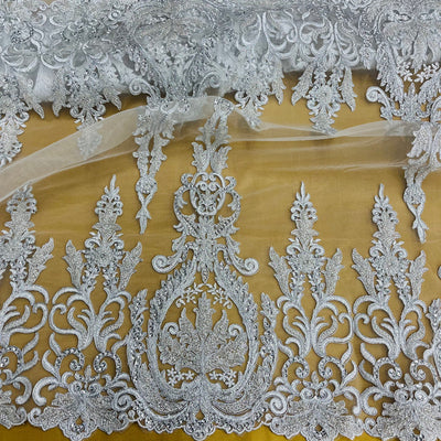 Beaded & Sequined Lace Fabric Embroidered on 100% Polyester Net Mesh | Lace USA