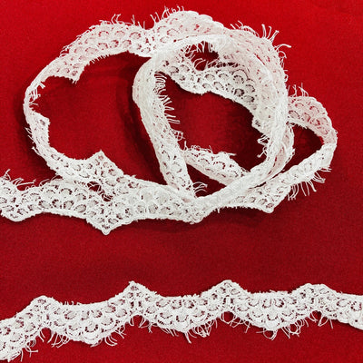 Corded Eyelash Lace Trimming Embroidered on 100% Polyester Net Mesh. Lace USA