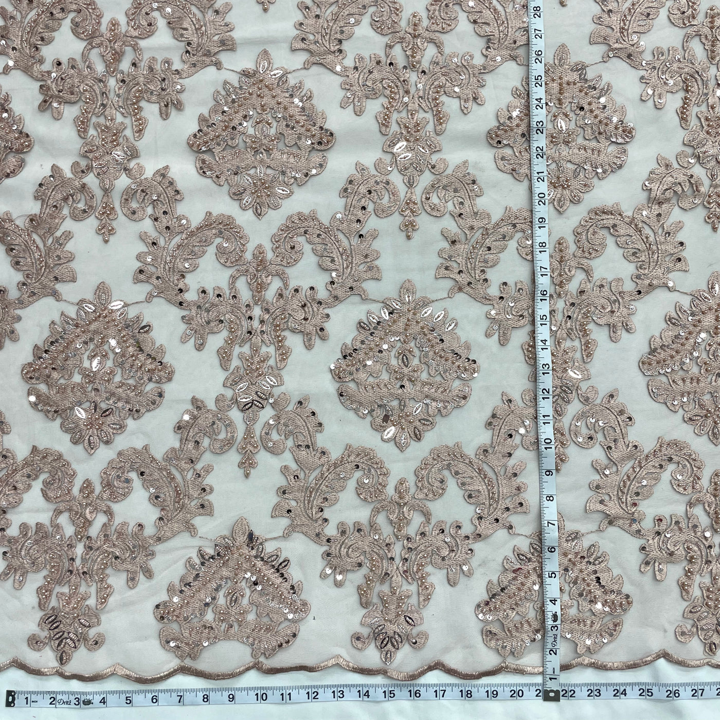 Beaded Lace Fabric Embroidered on 100% Polyester Net Mesh | Lace USA