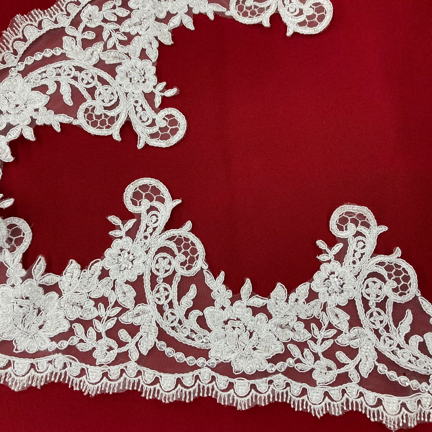 Beaded & Corded Lace Trimming Embroidered on 100% Polyester Net Mesh | Lace USA