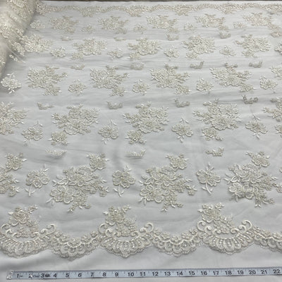 Beaded Lace Fabric Embroidered on 100% Polyester Net Mesh | Lace USA